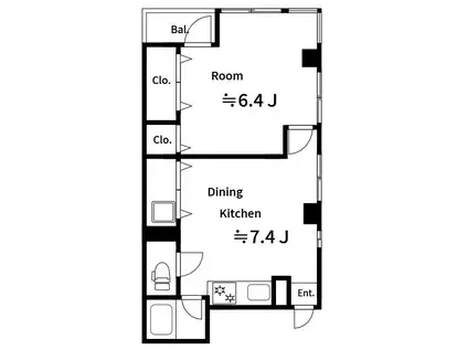 横山ビル(1DK/3階)の間取り写真