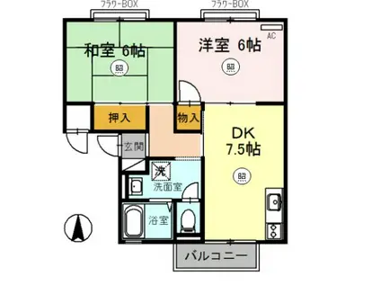 ホワイトヴィラ2番館(2DK/2階)の間取り写真