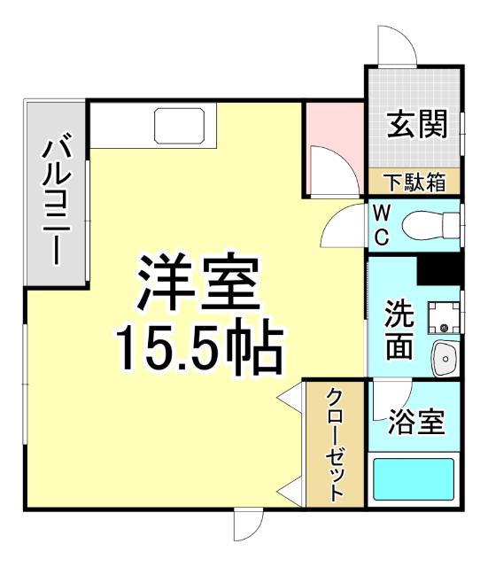 ベルベデール大門(ワンルーム/3階)の間取り写真