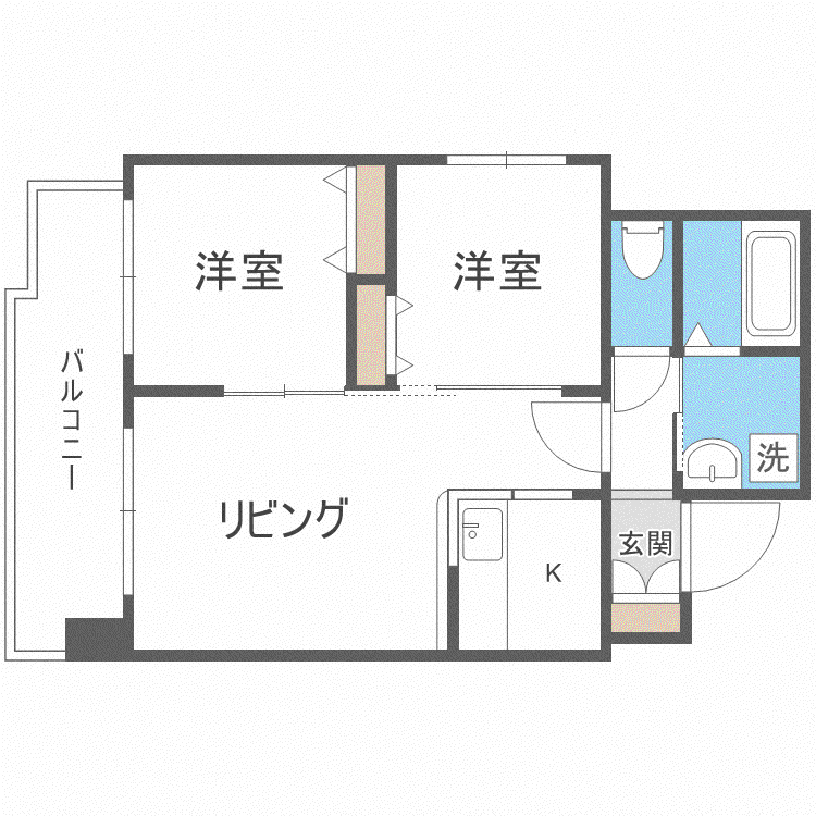 山鼻ハイム(2LDK/7階)の間取り写真