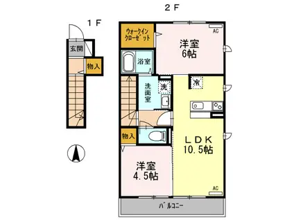 サニーガーデン(1LDK/1階)の間取り写真