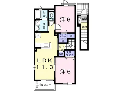 アンジュ エールI(2LDK/2階)の間取り写真