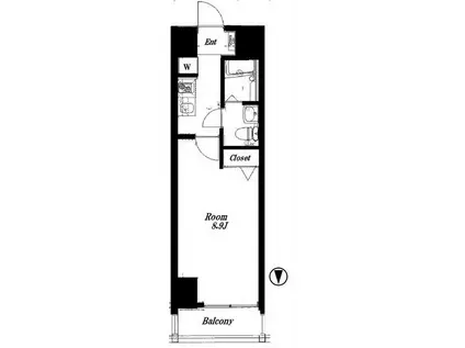 アルテシモアルディート(1K/2階)の間取り写真
