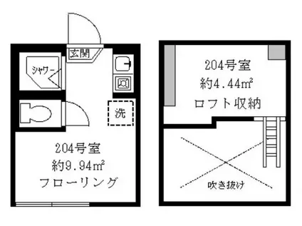 ティ・アーモスマイル(ワンルーム/2階)の間取り写真