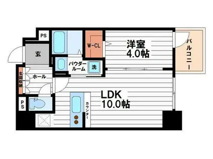 LA DOUCEUR谷町(1LDK/4階)の間取り写真