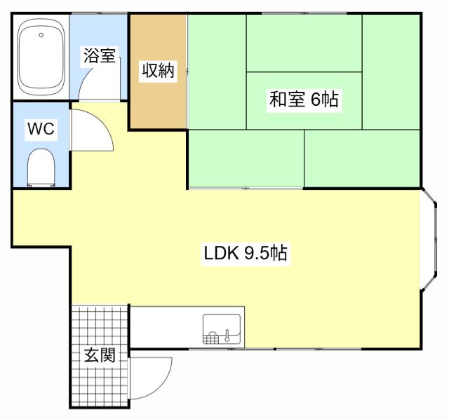 サンテラスI(1LDK/1階)の間取り写真
