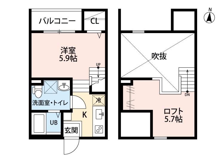 SPICA中島新町(1K/2階)の間取り写真
