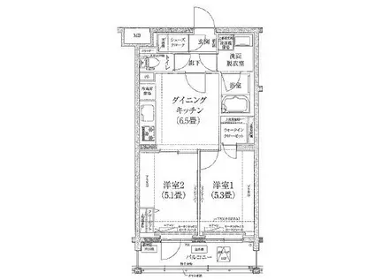 ルフレ世田谷ノール(2DK/1階)の間取り写真