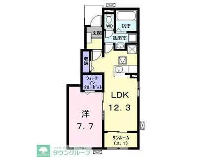 フェイバー ヒロ(1LDK/1階)の間取り写真