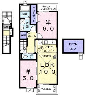 クオーレC(2LDK/2階)の間取り写真