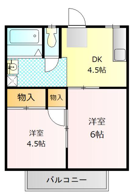 ハイツ宮塚(2DK/2階)の間取り写真