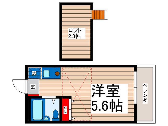 メルパラッツォII(ワンルーム/1階)の間取り写真