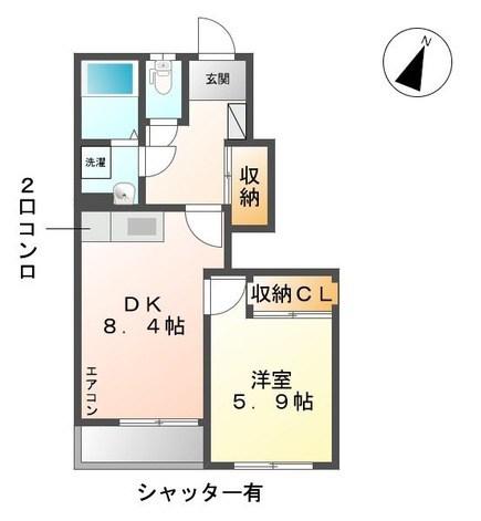 サンヒルズ(1DK/1階)の間取り写真