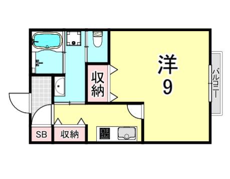 ラックハイム竹田(1K/2階)の間取り写真