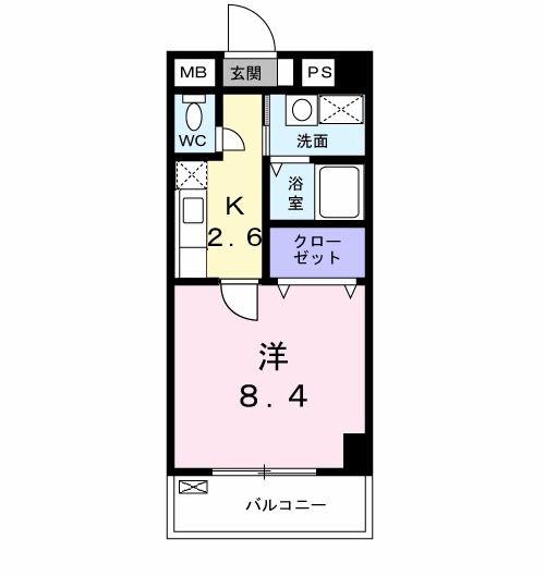 ベルフルール・エヌエス(1K/1階)の間取り写真