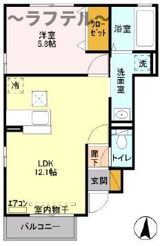 サンボナール(1LDK/1階)の間取り写真