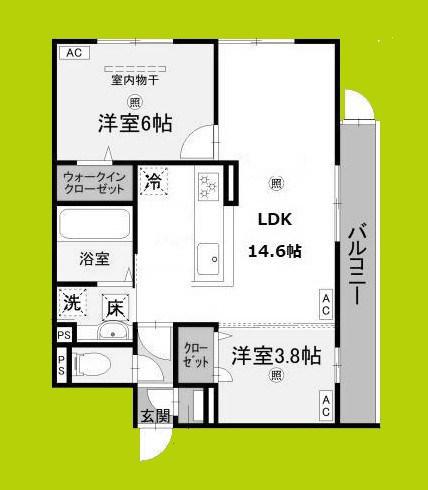グランヴェールVII(2LDK/2階)の間取り写真