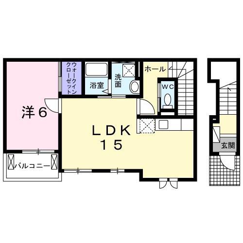 ミエティトゥーラ(1LDK/2階)の間取り写真
