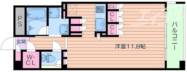 ガリレイ新町(ワンルーム/3階)の間取り写真
