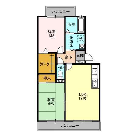 ハイツサンピーチC(2LDK/3階)の間取り写真