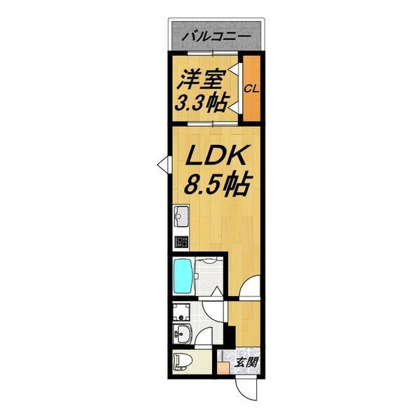 LE COCON 鳴海(1LDK/2階)の間取り写真