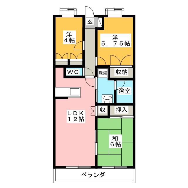 クレベール(3LDK/3階)の間取り写真