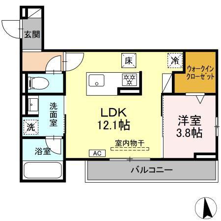 ANNAMARIE F(1LDK/1階)の間取り写真