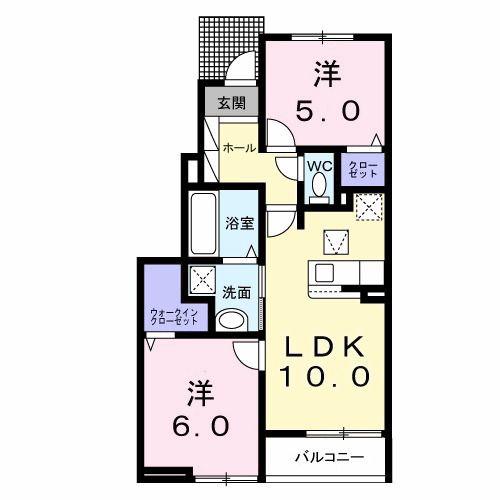 オーブ・レジェール(2LDK/1階)の間取り写真