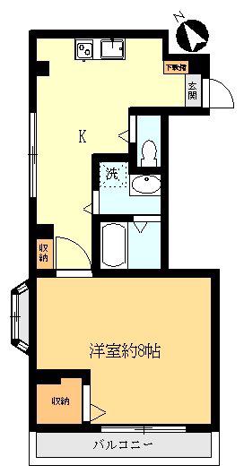 DEGUCHI1号棟(1K/2階)の間取り写真