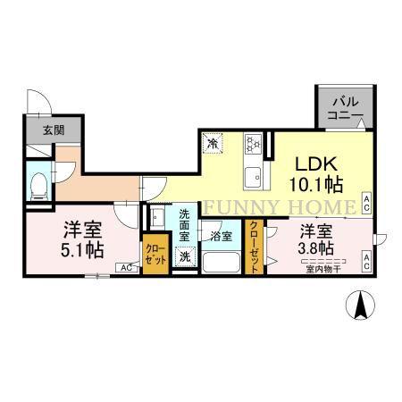 セレスティア上北沢(2LDK/2階)の間取り写真