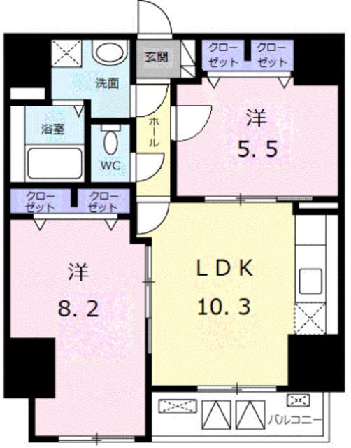アイスバーグ(2LDK/11階)の間取り写真