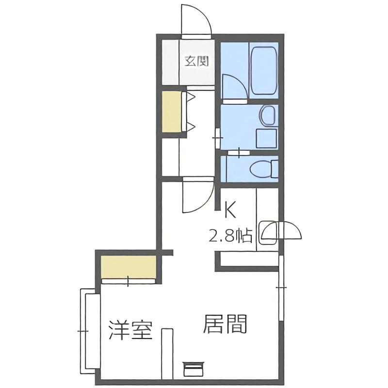 札幌市電 資生館小学校前駅 徒歩6分 4階建 築11年(1LDK/2階)の間取り写真