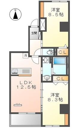 ラ カーサ明倫(2LDK/2階)の間取り写真