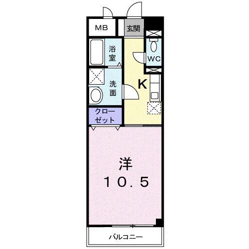 グランディール太田A(1K/2階)の間取り写真