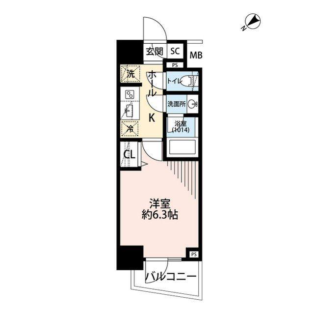 プレールドゥーク横濱浅間町(1K/8階)の間取り写真