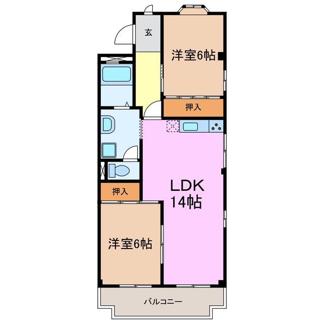 こいけハイツ(2LDK/4階)の間取り写真
