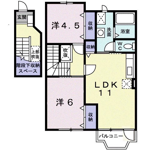 グランデ(2LDK/2階)の間取り写真