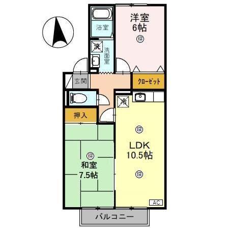 ノースリバーJ(2LDK/2階)の間取り写真
