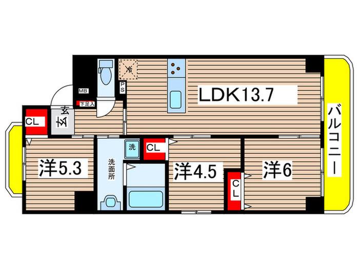 PLAN DOOL広路(3LDK/3階)の間取り写真