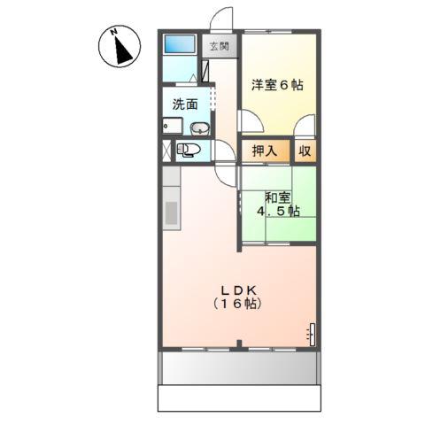 エクセルハイム(2LDK/1階)の間取り写真