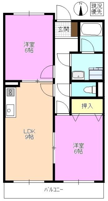 LIMPIAグランドパーク早川(2LDK/1階)の間取り写真