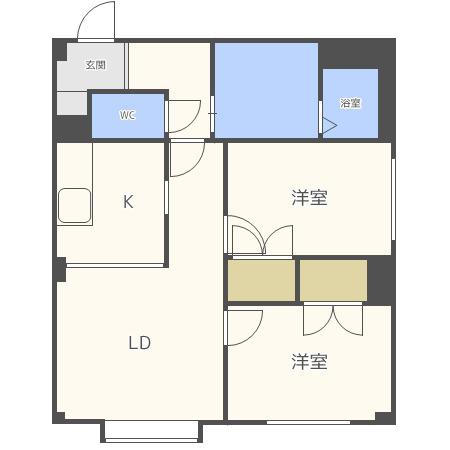  ハイコート北23 (2LDK/4階)の間取り写真