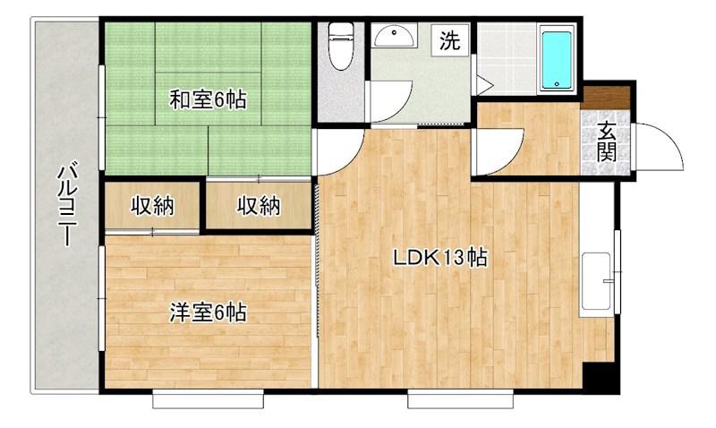 ハイゼニック若園(2LDK/3階)の間取り写真