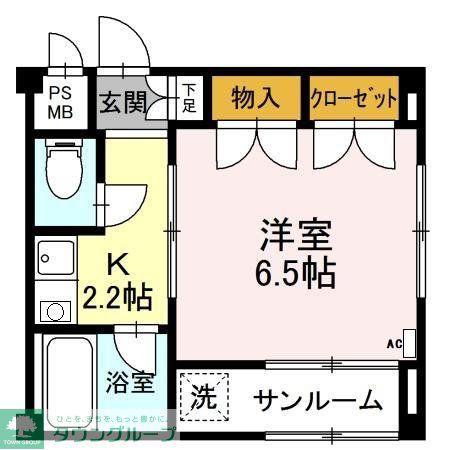 AWAビル(1K/2階)の間取り写真