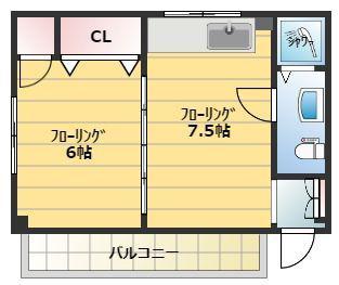 明日香ビル1(1DK/3階)の間取り写真