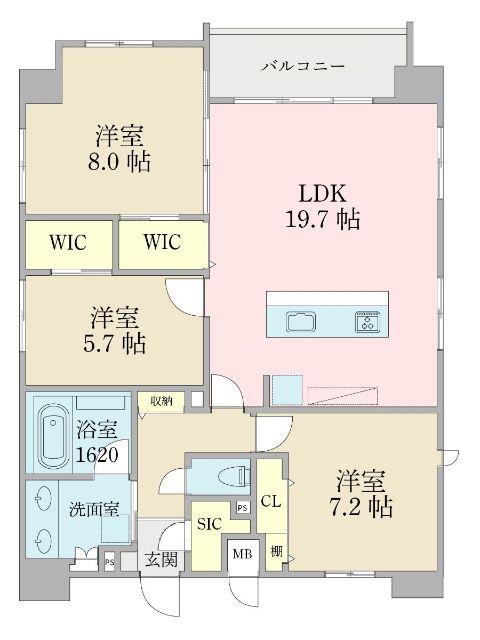 Sクラージュ西新(3LDK/11階)の間取り写真
