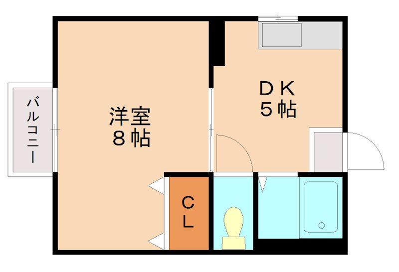 ピュア和白東(1DK/2階)の間取り写真
