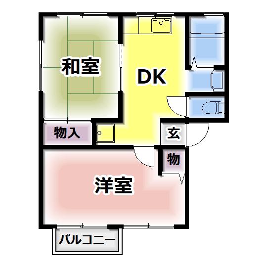 ソファレ錦織(2DK/1階)の間取り写真