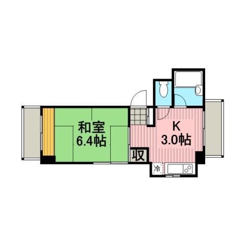 清新三興ハイツ(1K/2階)の間取り写真