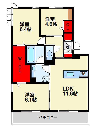 D-ROOM鷹の巣2丁目(3LDK/3階)の間取り写真